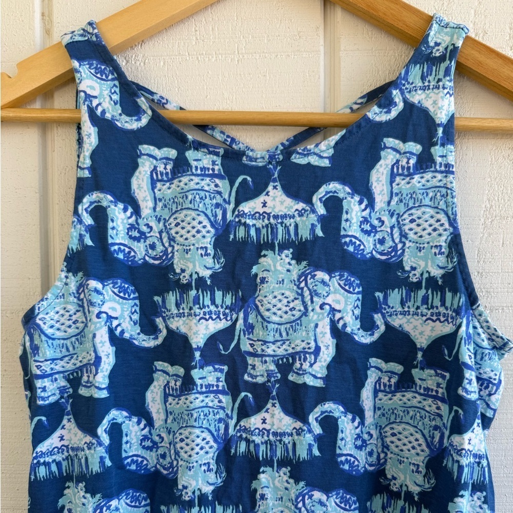 Lilly Pulitzer Kristen Swing Dress In Joy Ride Elephant Size XS W/ Lattice Back - Picture 3 of 5